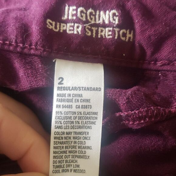 American Eagle Burgundy Jeggings Women’s 2 W26 L30 | Stretchy Fall Leggings - Picture 7 of 9